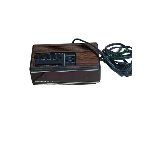 VINTAGE Alarm Clock Red LED His & Hers Alarm Spartus Model 1148 Retro Wood Grain - Picture 1 of 4